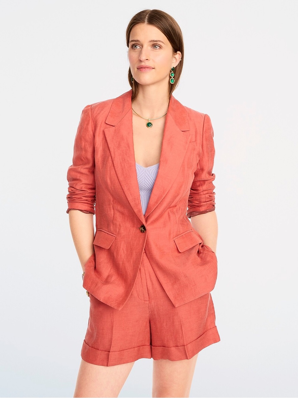 J Crew β’ Willa blazer in linen-cupro blend Faded Spice jacket summer lightweight